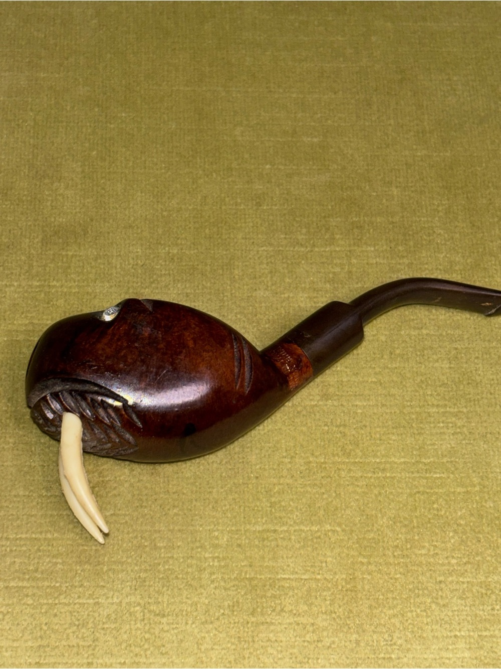 Walrus With Tusks Vintage Smoking Pipe, used, Made Italy, Italian Briar
